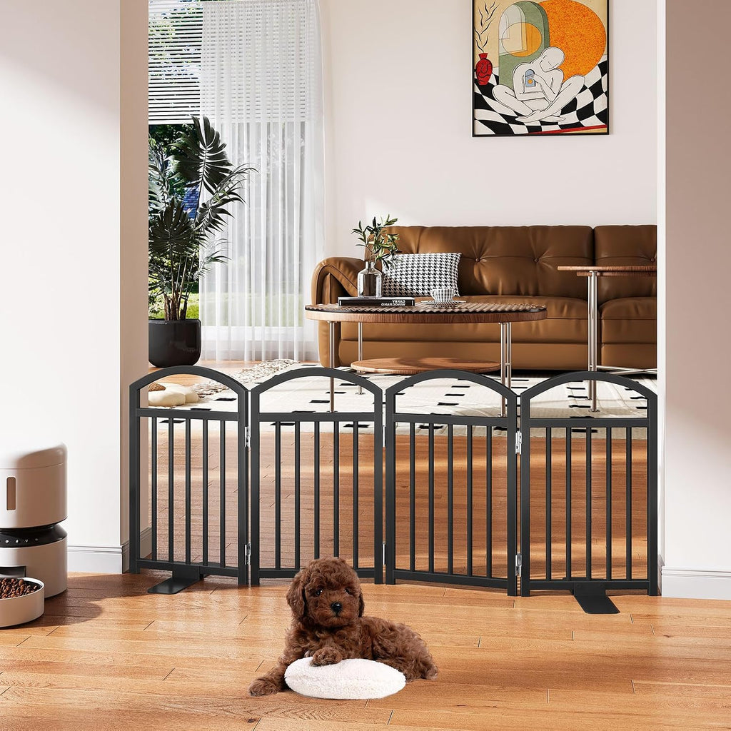 Short Dog Gate Indoor, 19.69" H Freestanding Small Dog Door Gates with Support Feet, Expands Up to 48" Wide Foldable
