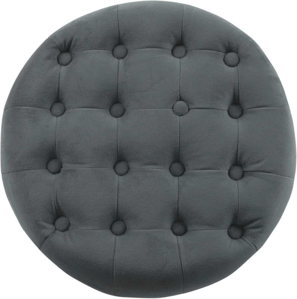 Home Decor | Upholstered Round Velvet Tufted Foot Rest Ottoman | Ottoman with Storage | Decorative Home Furniture