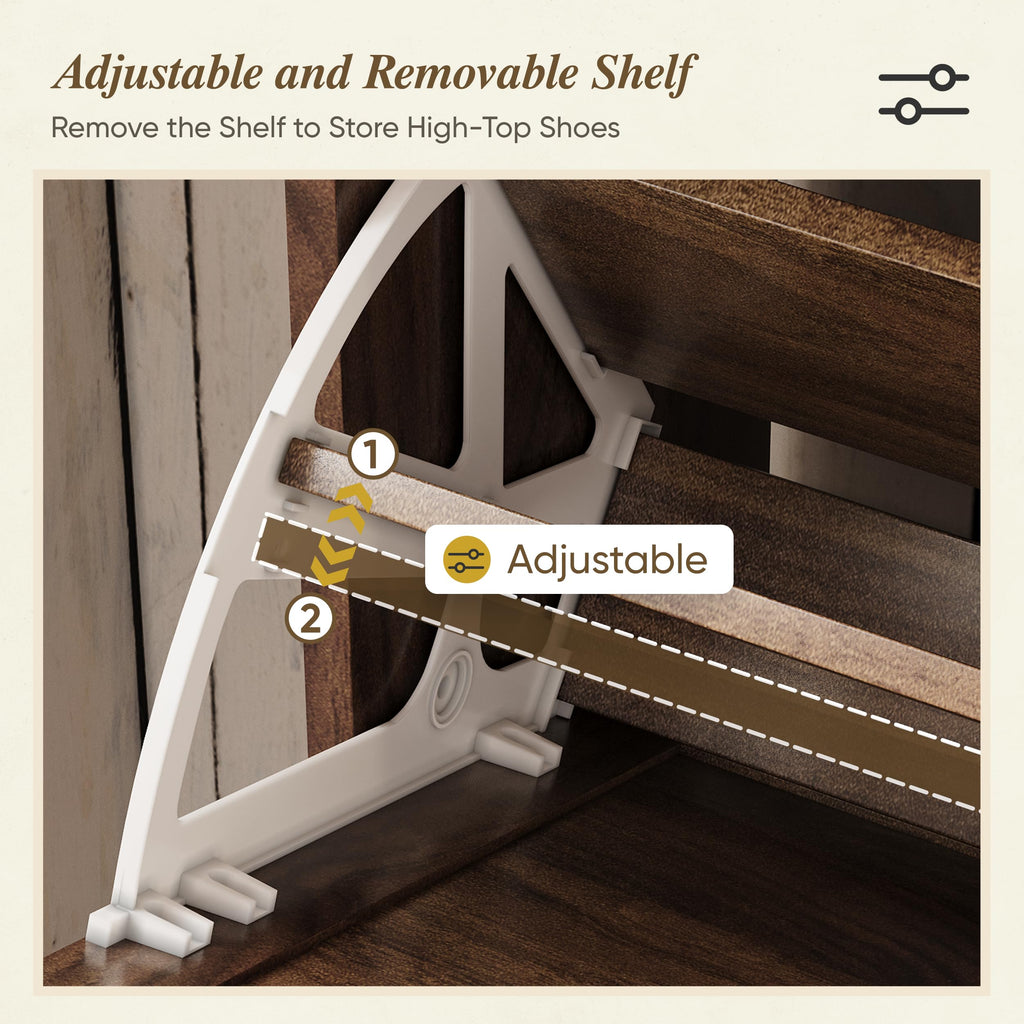 Farmhouse Shoe Storage Cabinet with 2 Flip Drawers, 23.6"(W) Freestanding Shoe Organizer with Barn Door and Metal