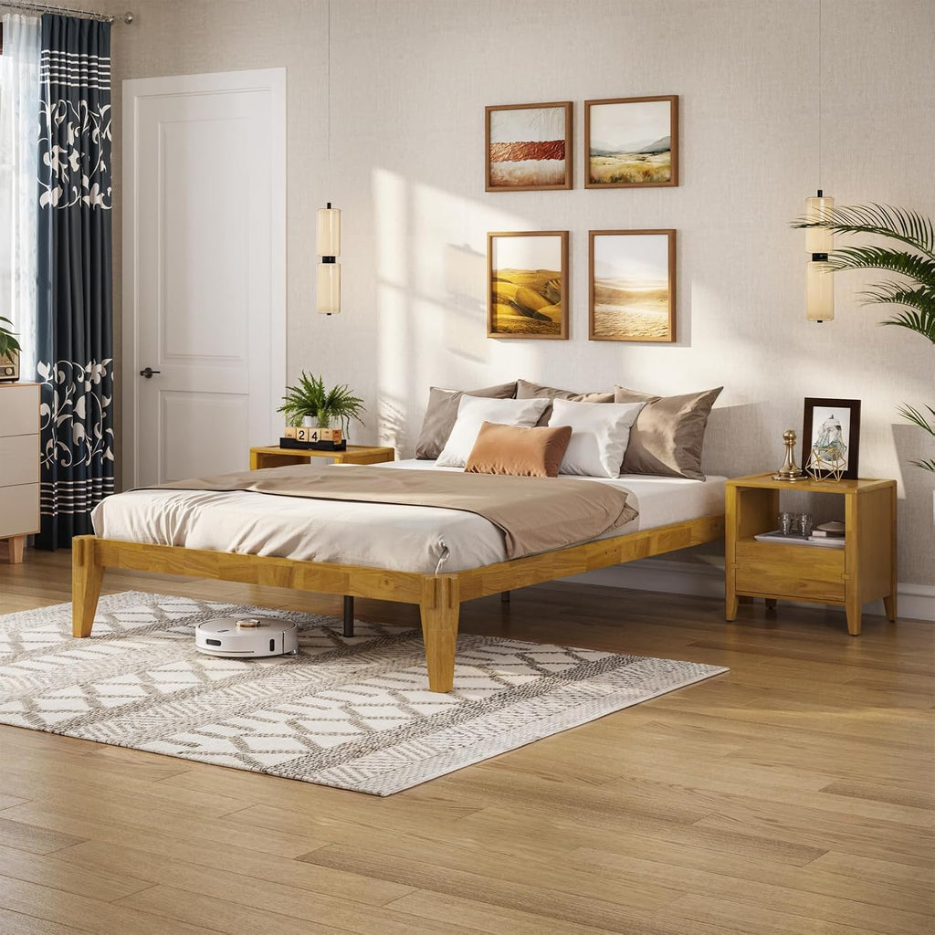 14" Bed Frame - Solid Wood Platform Bed - Japanese Joinery Bed Frame - Wood Slat Support - No Box