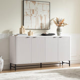 65" Buffet Cabinet with Storage, Fluted Credenza Sideboard with 4 Doors & Adjustable Shelves
