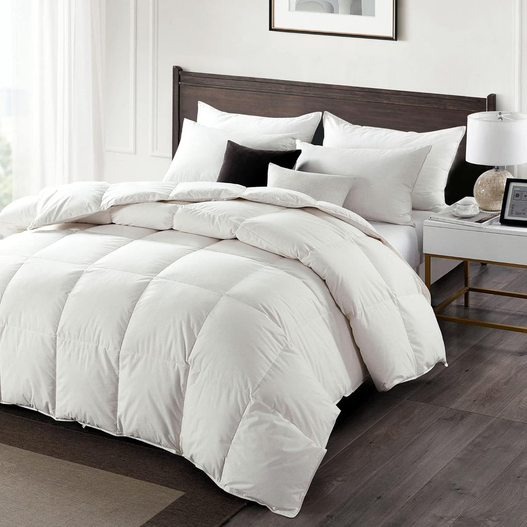 Down Comforter Queen, All Season Duvet Insert, 100% Organic Cotton Cover