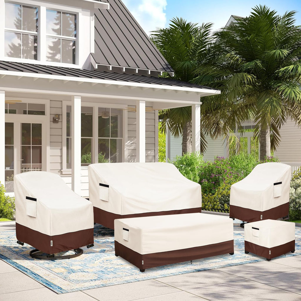 Patio Ottoman Cover Waterproof Square Outdoor Small Side Table Covers, 22"W x 22"D x 18"H, Outdoor Rectangular