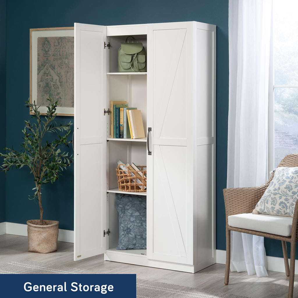 HomePlus Farmhouse Multipurpose Storage Cabinet Tall Pantry with Adjustable Shelves, in White Finish