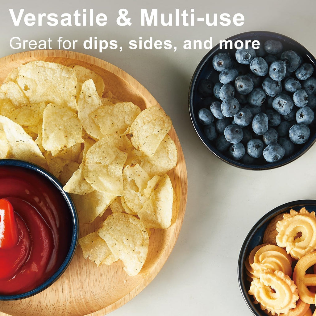 4 oz Oven Safe, Ceramic for Creme Brulee, Custard, Pudding, Souffle, Blue Shallow Ramekin Dishes, Small Porcelain