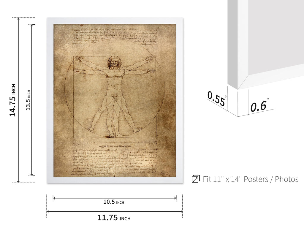 Art Classic Leonardo Da Vinci Poster - Vintage Renaissance Print - Gift for Artist, Friend - Vitruvian Man