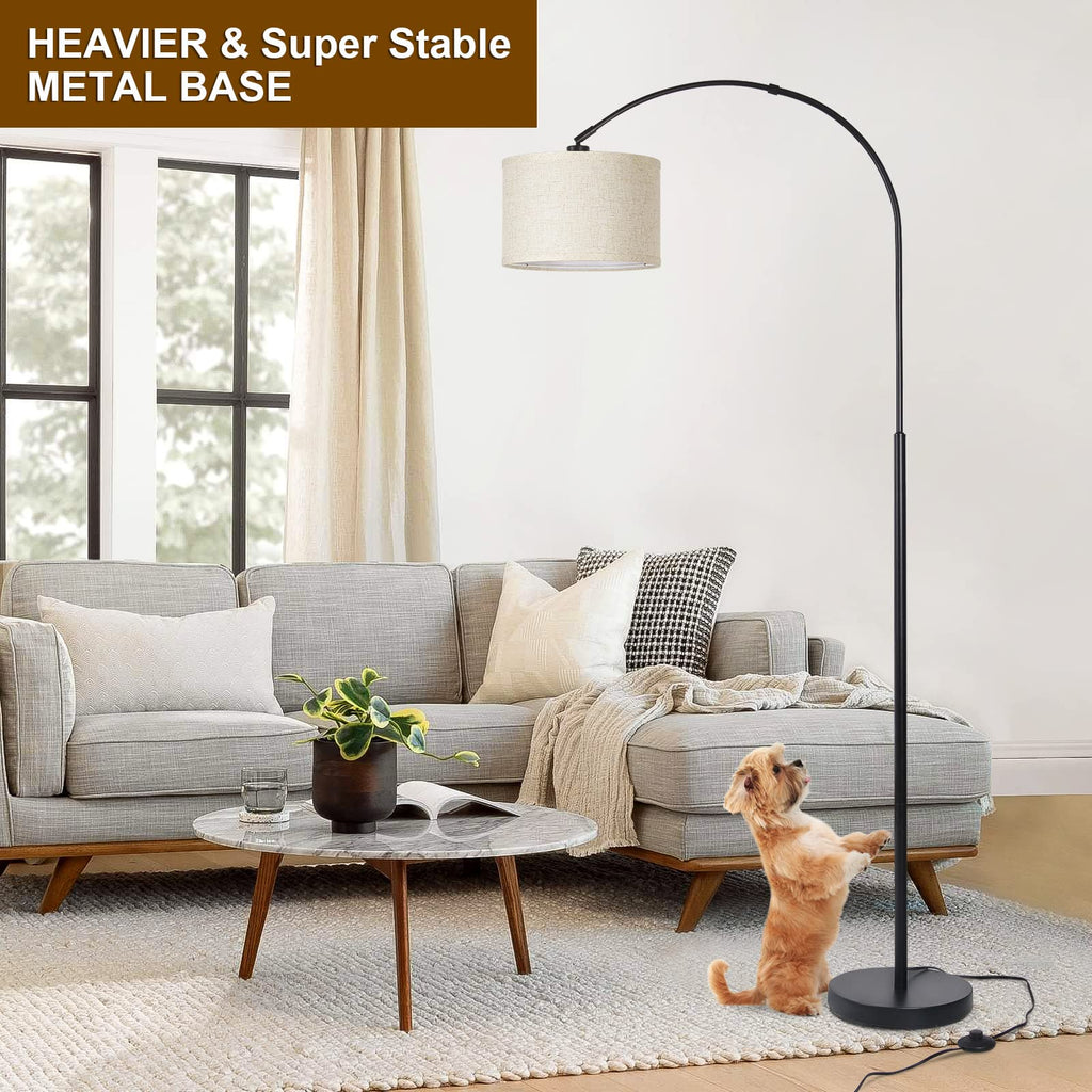 Arc Floor Lamps, Modern Standing Lamp with Adjustable Hanging Drum Shade, Tall Pole Lamp with Foot Switch, Over