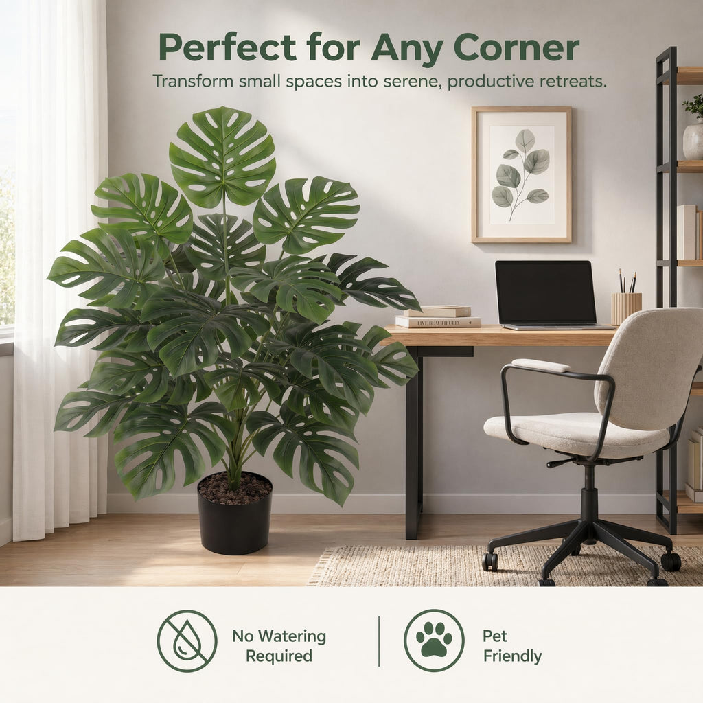 40" Artificial Potted Plants Fake 24 Trunks Monstera Tree for Indoor Outdoor Floor Plant Front Porch Home Decor