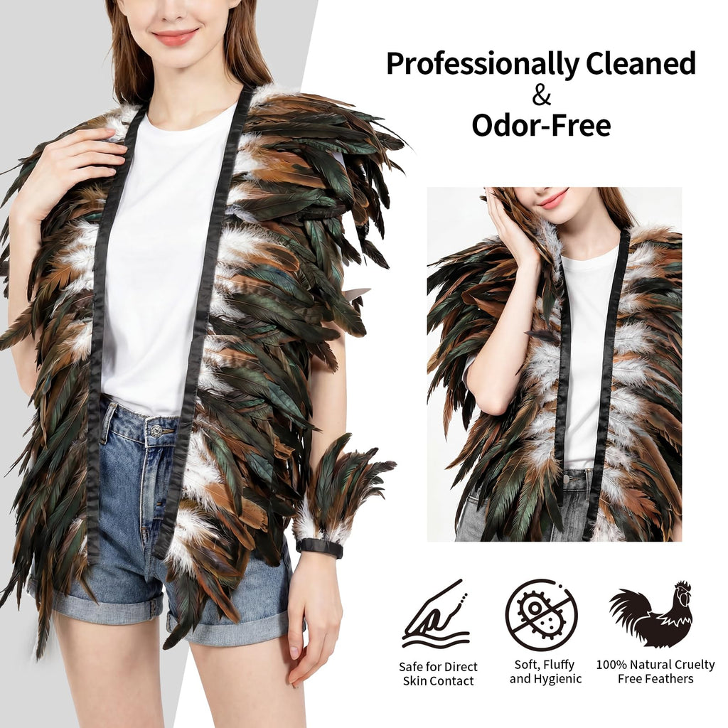Rooster Coque Tail Feathers Trim (Natural, 8-10in Trim-1pcs)