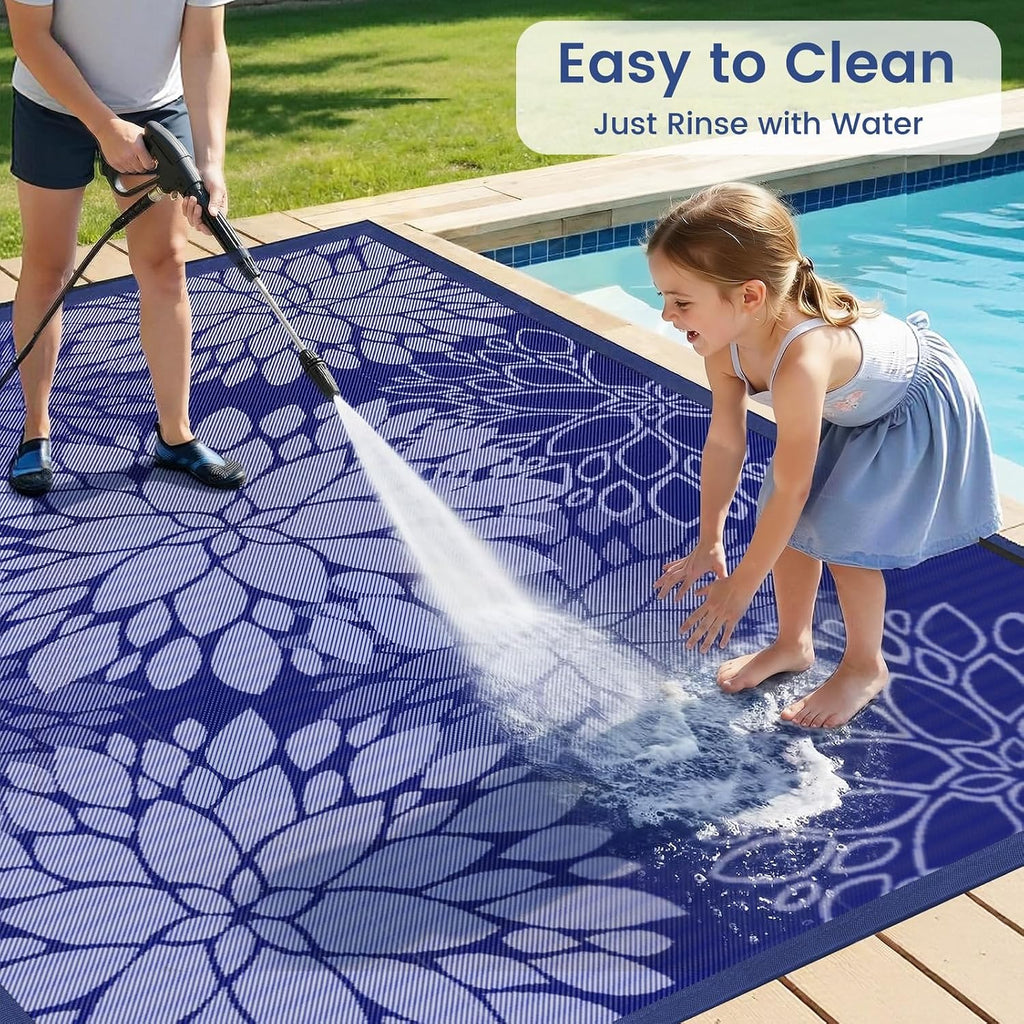 Outdoor Rug Reversible Portable Plastic Straw Area Rugs, Patio Carpet