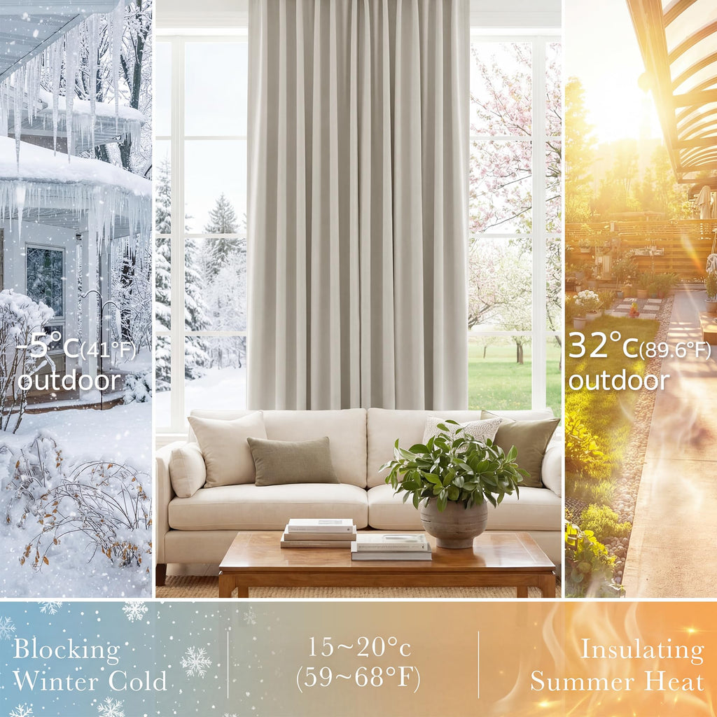 Cream Draperies & Curtains - Room Darkening Back Tab Top Thermal Insulated Noise Reducing Short Curtain Panels