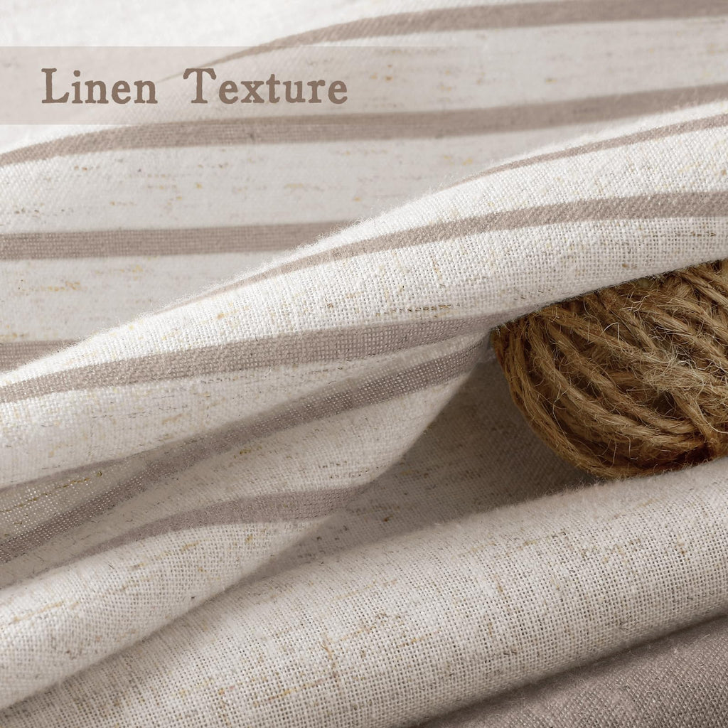 Taupe Farmhouse Linen Striped with Tassel 72"W X 72"L