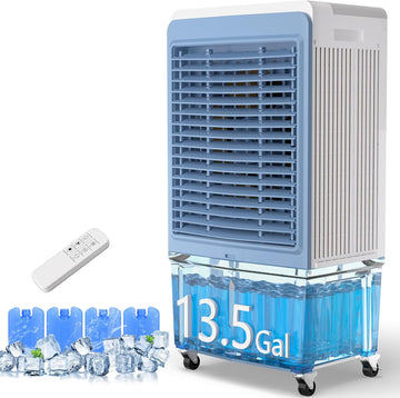6000 CFM Swamp Cooler Air Conditioner, Outdoor Evaporative Air Cooler with 13.5 Gal Water Tank, Remote