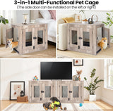 Wooden Dog Crate Furniture - Wire Mesh Door Decorative Dog Kennel End Table for Puppies, Cats, Rabbits