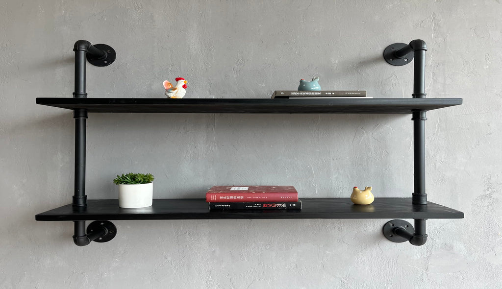 Floating Bookshelf Shelves Industrial Pipe Shelving Pipe Shelf Rustic Black Wall Shelves 36 Inch Farmhouse for Wall