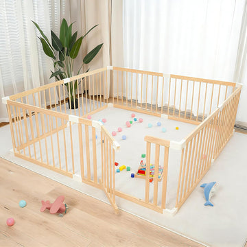 Extra Large Wooden Baby Playpen, Baby Playard Area Indoor, Non-Fold 73"x73" | Play Pen for Babies and Toddlers Kids