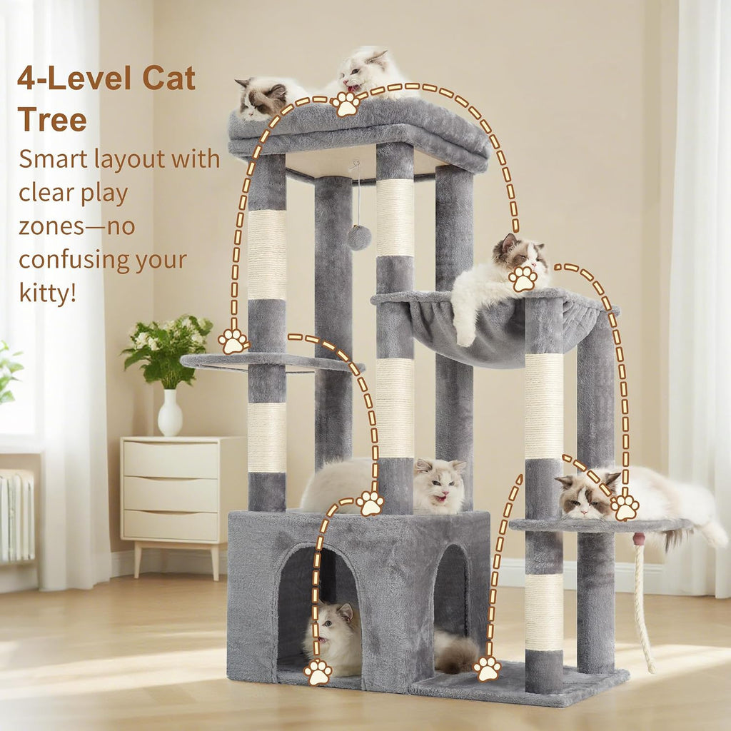 Heavy Duty Cat Tree with Large Base for Large Indoor Cats