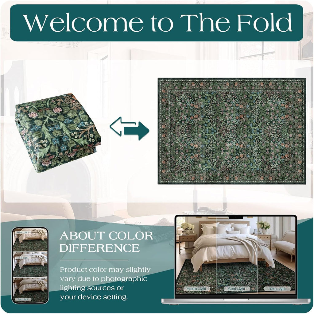 Washable Floral Rug