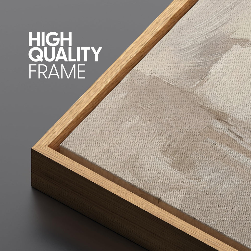 Large Framed Canvas Print Wall Art Neutral Beige Abstract Landscape Illustrations Modern Art Relax/Calm Warm - 60"x20"