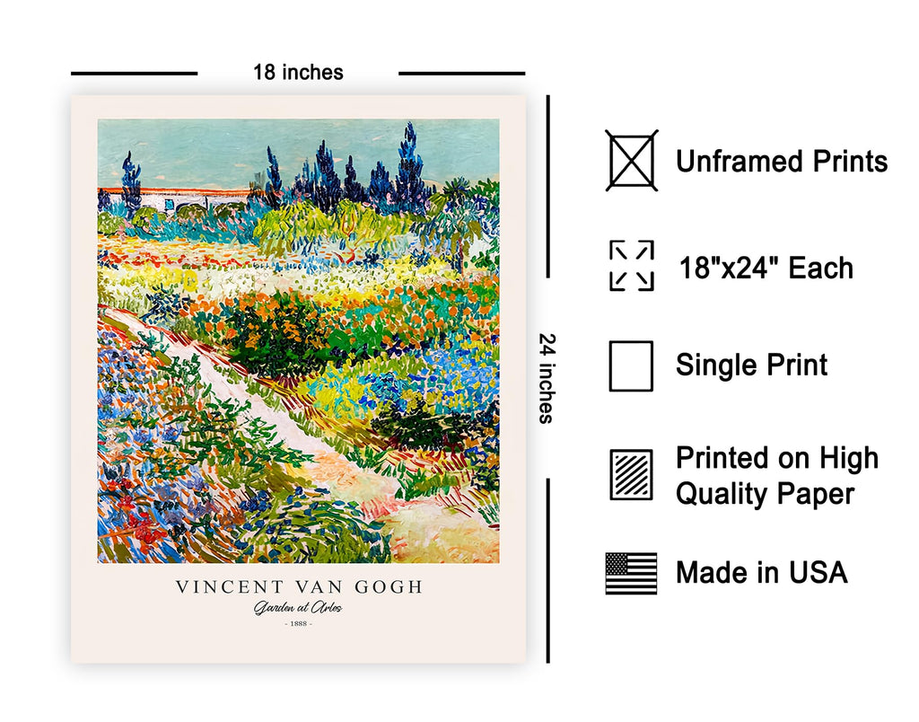 Master Vintage Van Gogh Poster - Retro Impressionism Print - Garden at Arles, Colorful, Aesthetic, Beautiful - Gift