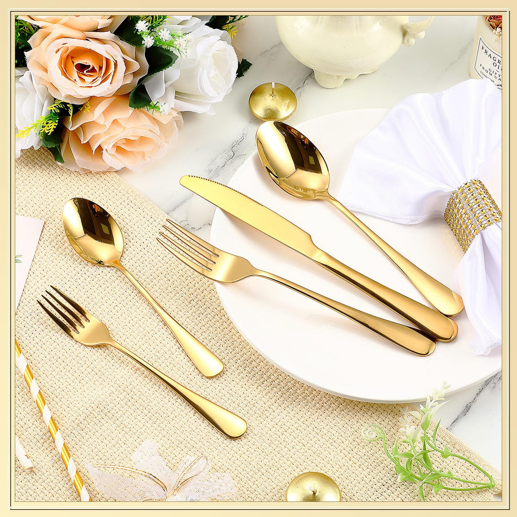 150 Pcs Gold Silverware Set Stainless Steel Dinnerware for 30 Guest