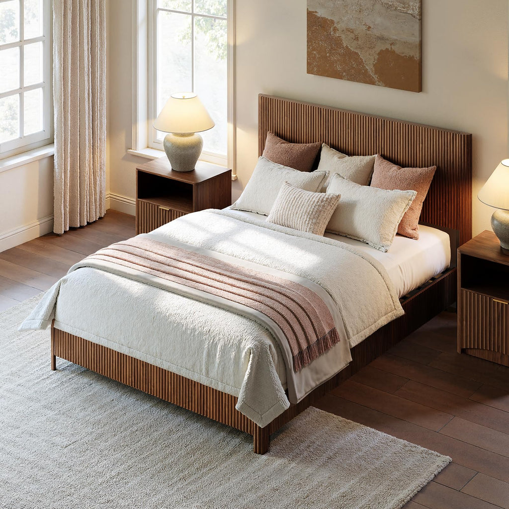 Walnut Queen Bed Frame with Headboard