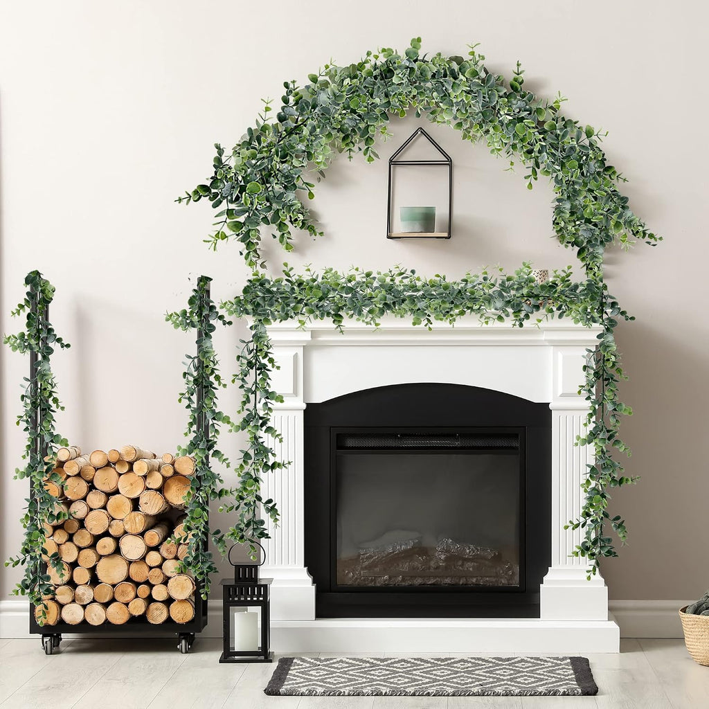 Artificial Eucalyptus Garland 8 Pack Fake Eucalyptus Greenery Garland Faux Hanging Plants Artificial Vines, 5.6 - Set of 8