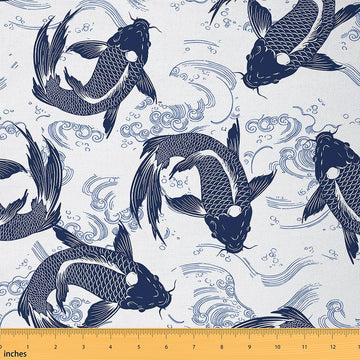 Japanese Koi Upholstery Fabric Soft 2 Yards