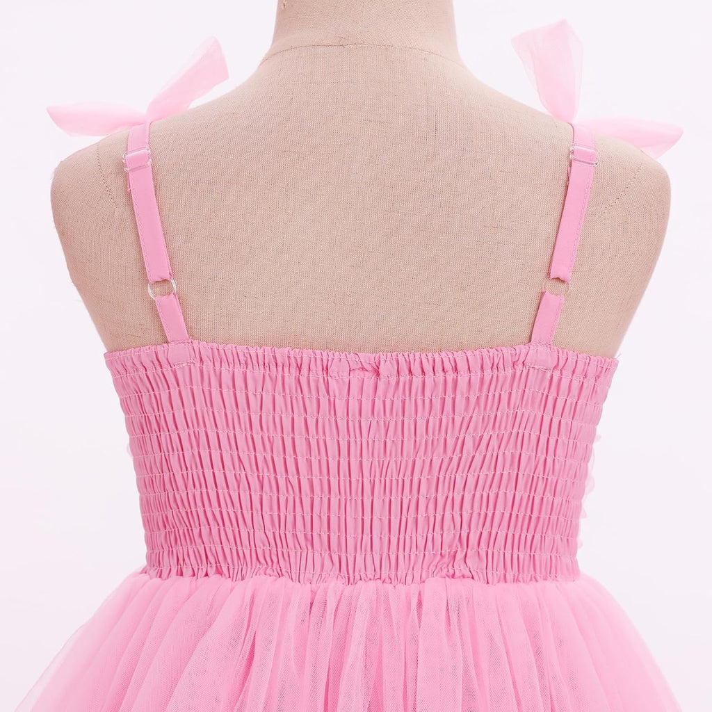 Toddler Girls Birthday Dress Tulle Smocked Pageant Summer Sundress