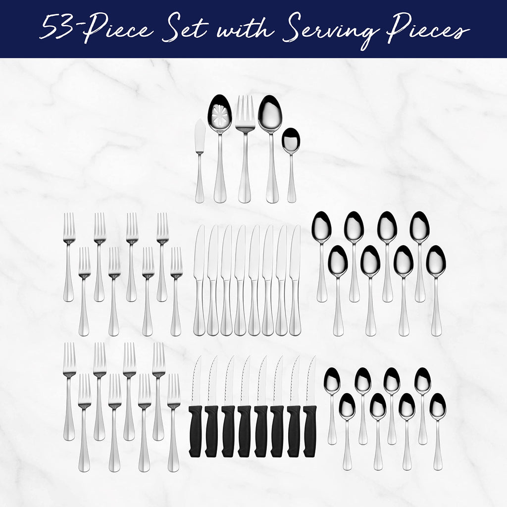 Simplicity 53-Piece 18/0 Stainless Steel Flatware Set