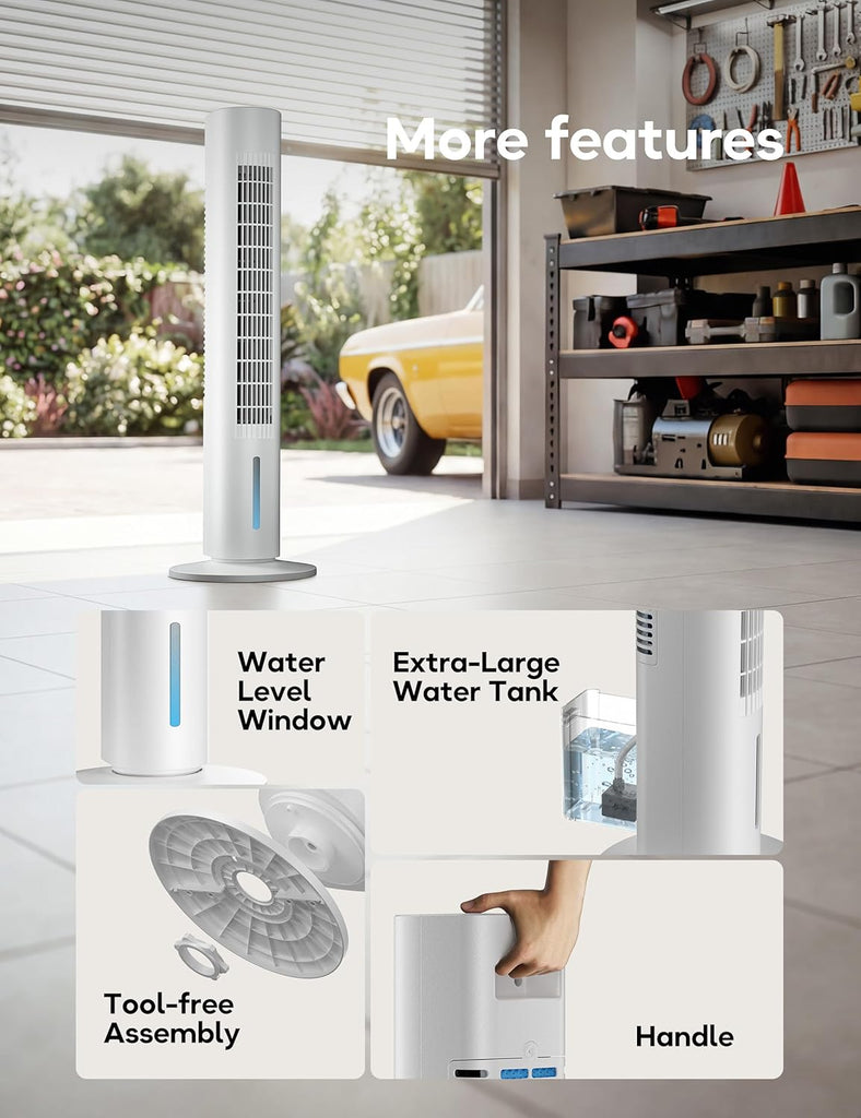 Windowless Portable Air Conditioner, 35.1" Evaporative Air Cooler for Room No Window, 7H Timer, 4 Modes