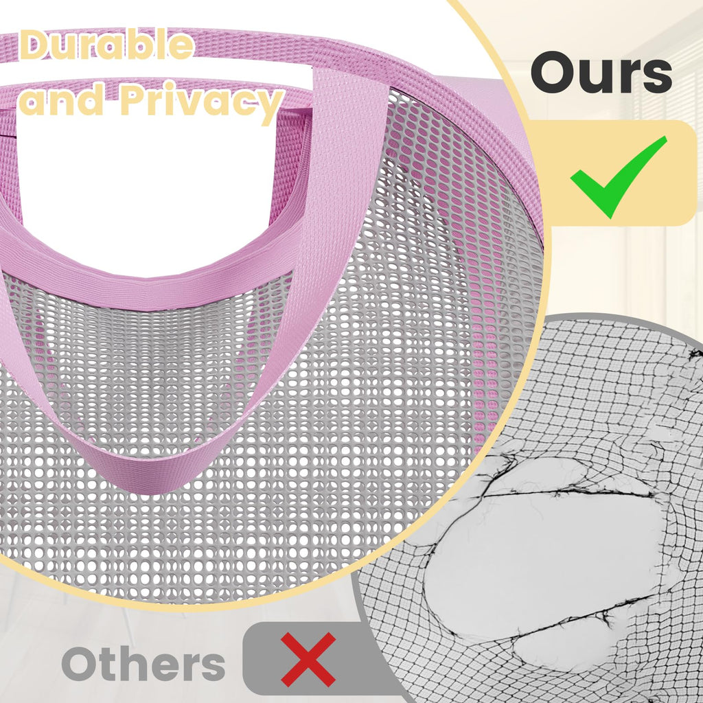 2Pack Strong Mesh Pop Up Laundry Hamper, 70L Collapsible Laundry Basket with Steel Frame, Double‐Stitched Handles &
