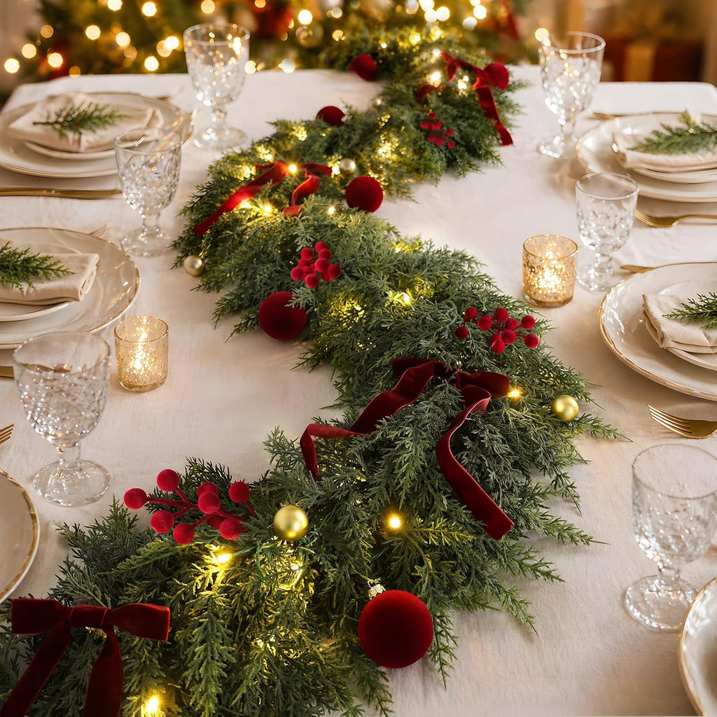With Lights Ornaments Realistic Preit Cedar Garland