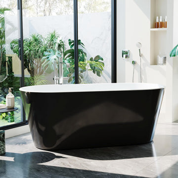 67'' Acrylic Freestanding Bathtub, Extra-Deep Soaking Free Standing Tub for Luxurious Bathing Experience, with Chrome