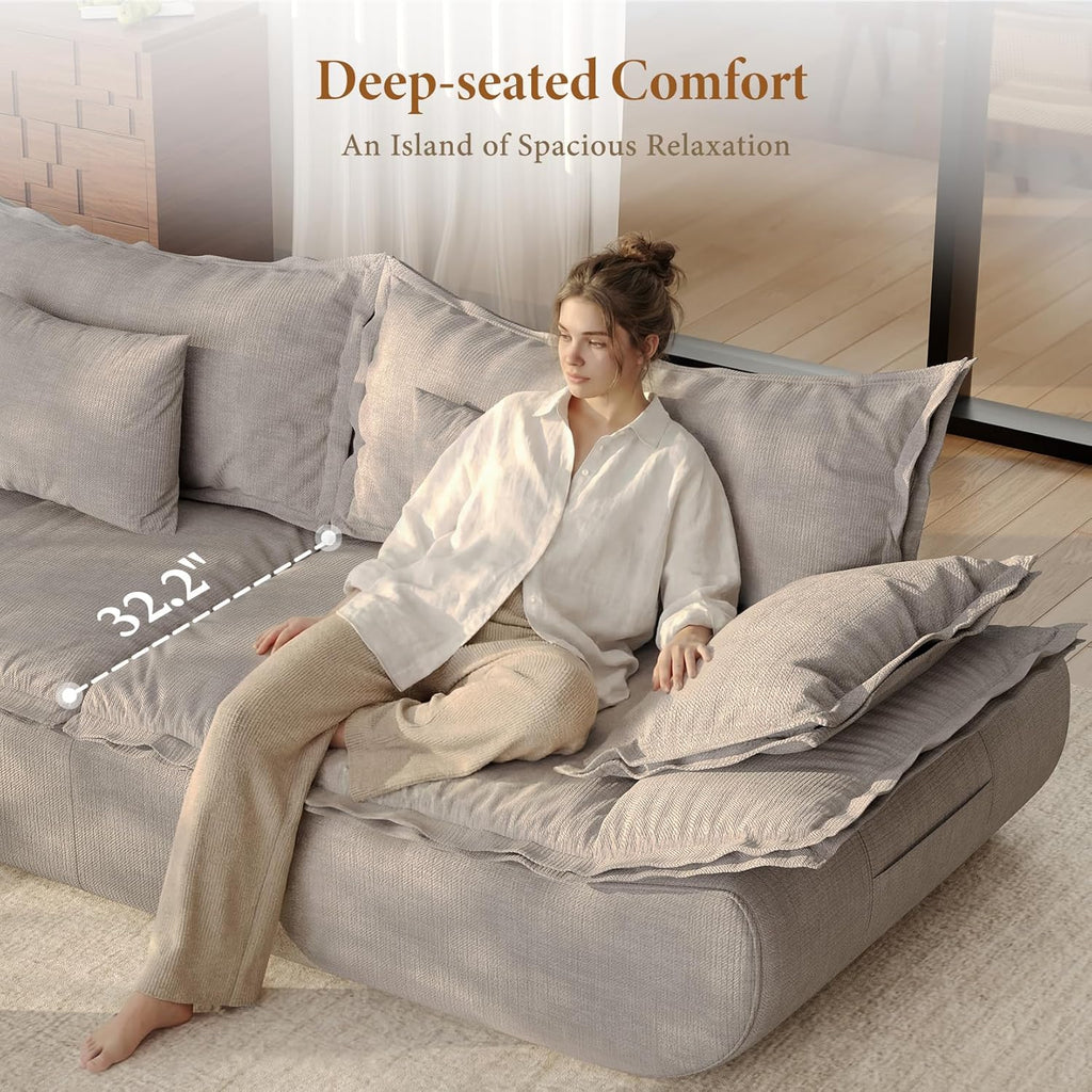 86.6" Cloud Couch for Living Room, Modern 3 Seater Sailboat Sofa with Deep Seat