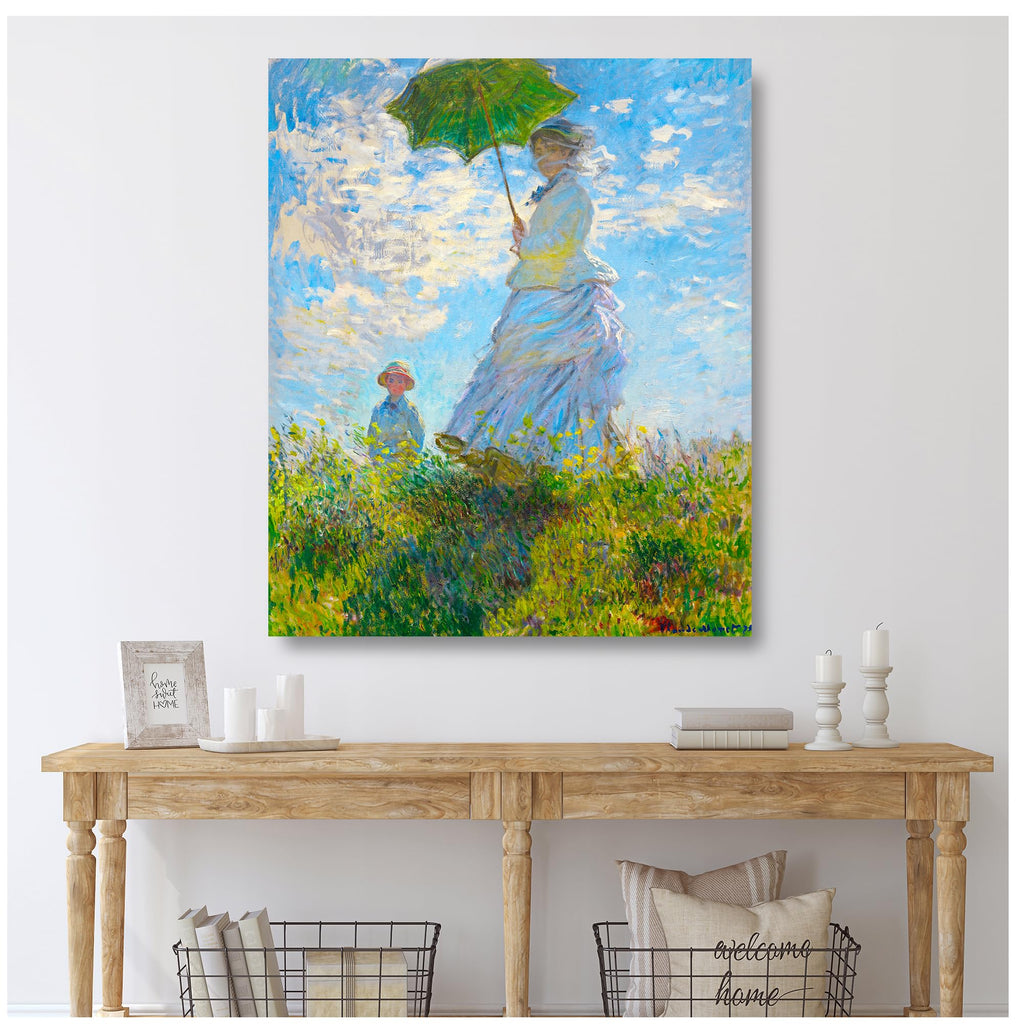 The Walk, Woman with a Parasol (1875) by Claude Monet The World Classic Art Reproductions, Giclee Canvas Prints Wall
