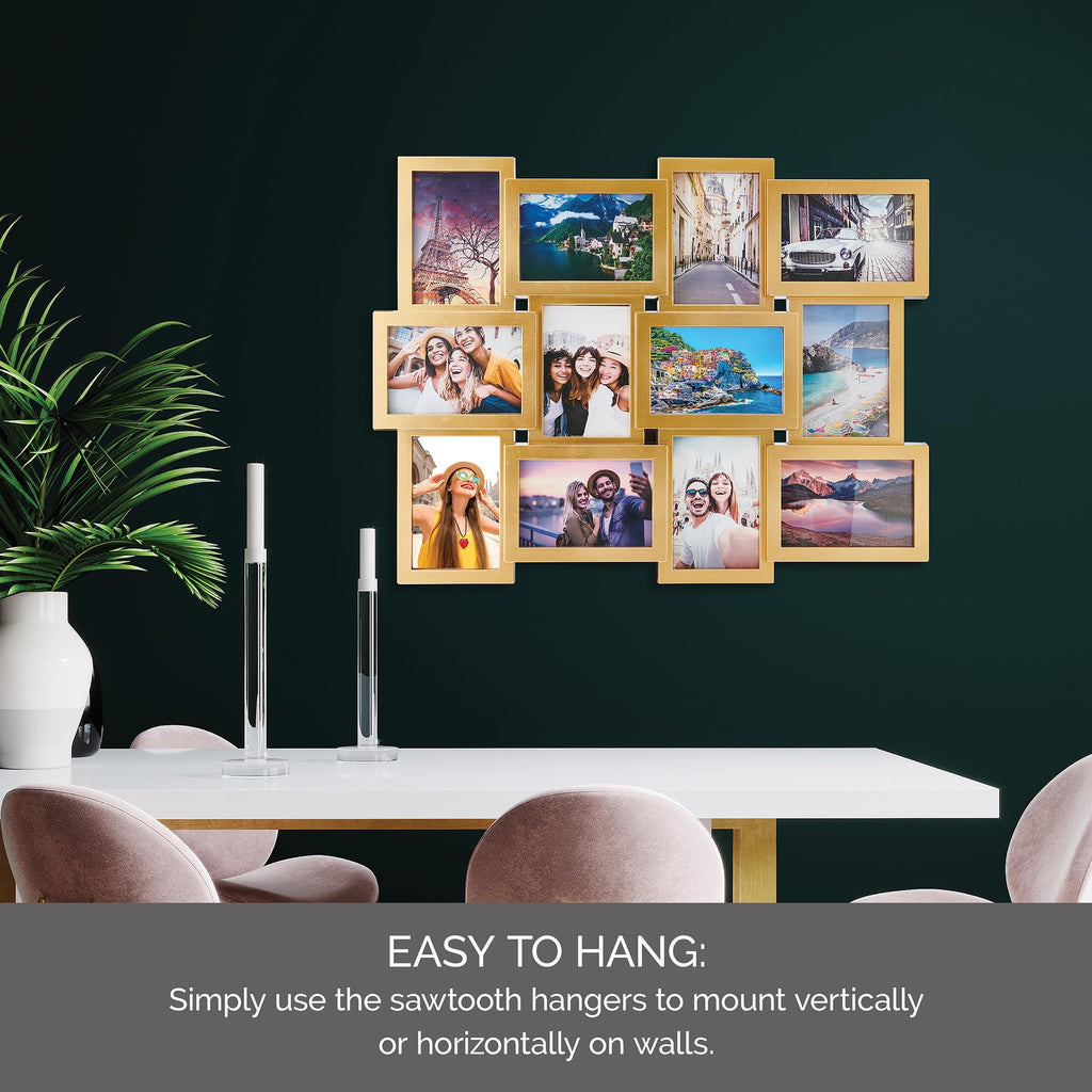 12 Opening 23.5x18 Gold Collage Picture Frame for Wall