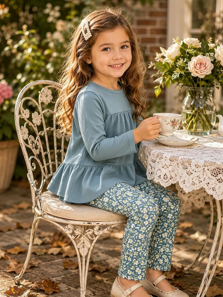 Toddler Girl Clothes Girls Fall Outfits Kids Clothing Winter Long Sleeves Ruffle Hems Top Pant Set
