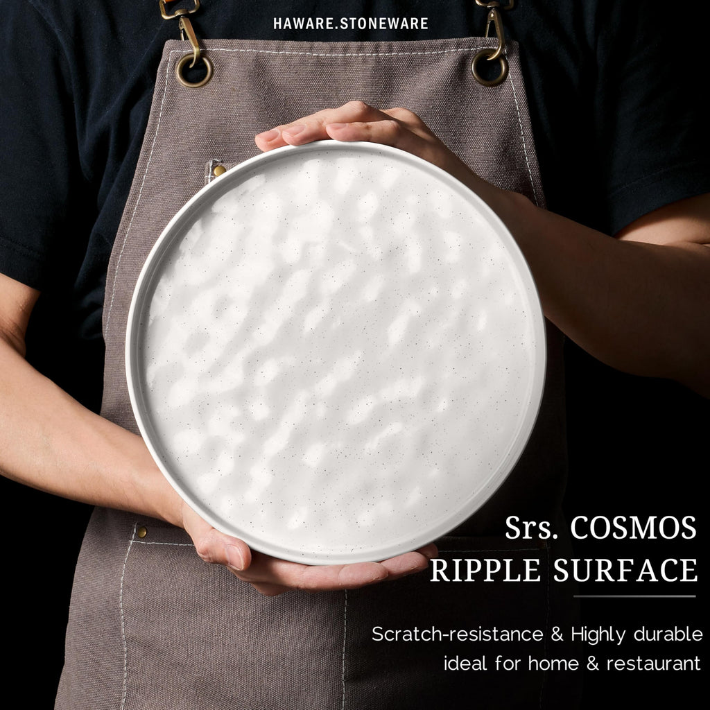 Dinnerware Sets, 12-Piece Plates and Bowls Set, Speckled White