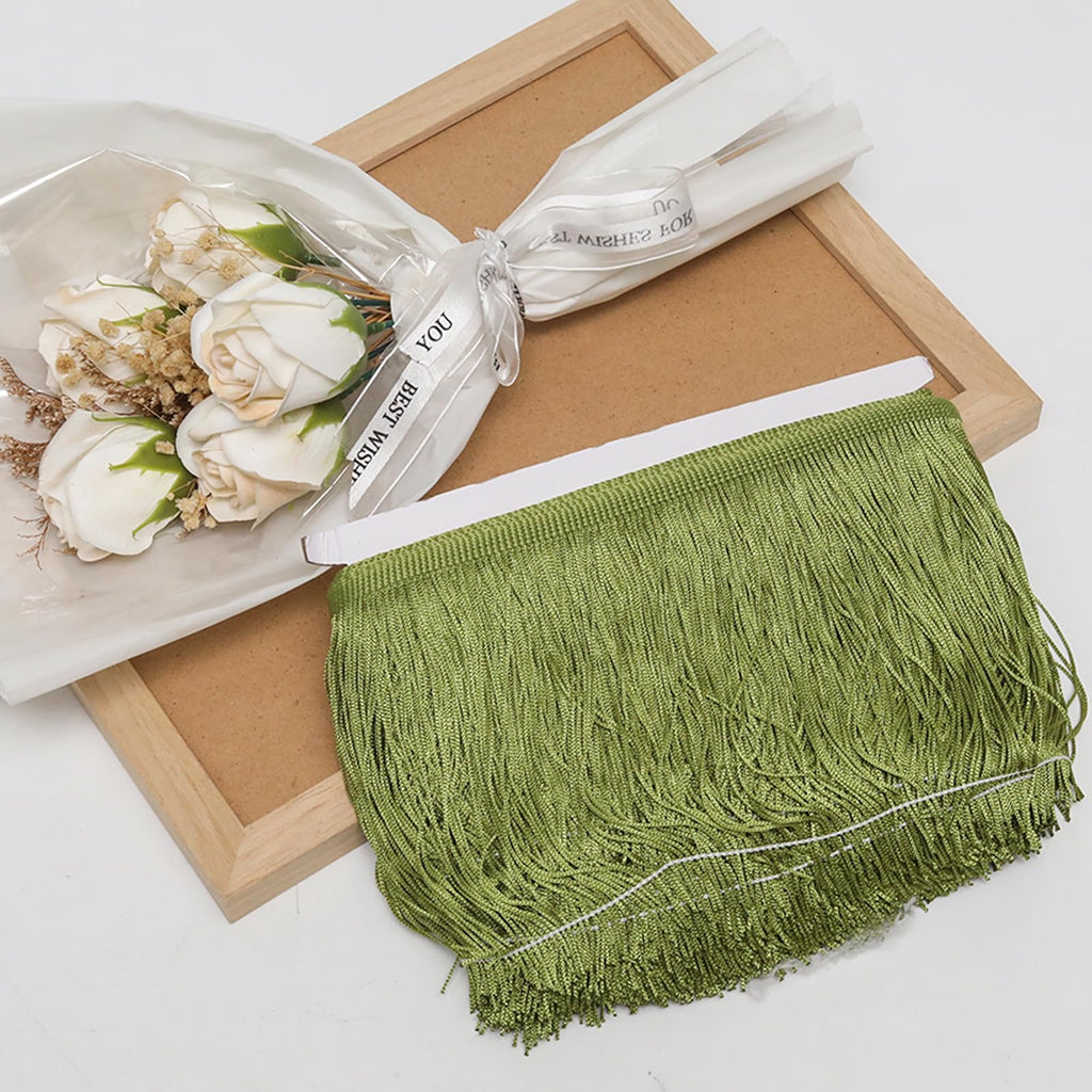 Green Chainette Fringe Trim, 11 Yards x 6 Inch Tassel Sewing Trim