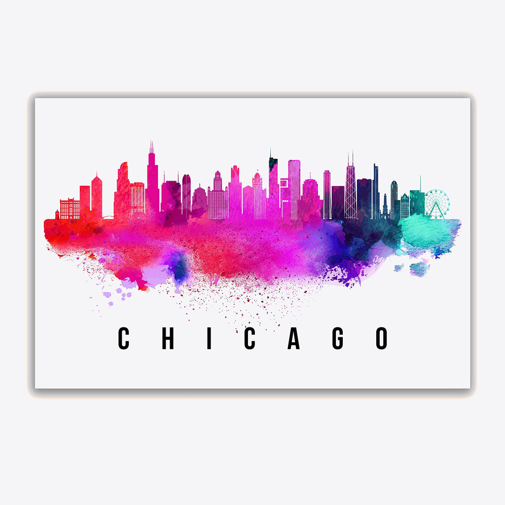 Chicago Skyline Illinois Poster, Chicago Cityscape Painting, Chicago Illinois Poster, Illinois Cityscape and Landmark