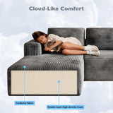 106" Corduroy Sectional Couch, Boneless L Shaped Couch with Deep Seat, Cloud Foam Sofa with Oversized Chaise