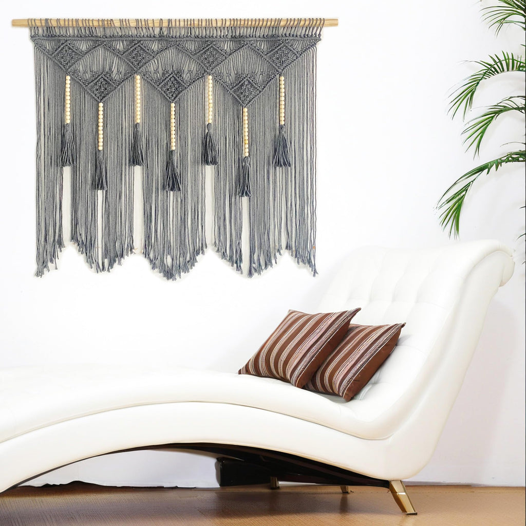 Large Macrame Wall Hanging Macrame Headboard Window Curtains Boho Wall Decor Wall Art tapestry Tassel Woven Backdrop