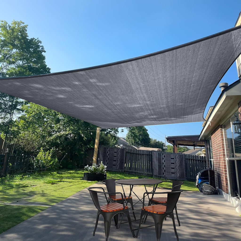 Large Sun Shade Sail 16' x 20' Dark Grey Rectangle Outdoor Canopy | Outdoor sun shade sail for backyard, patio