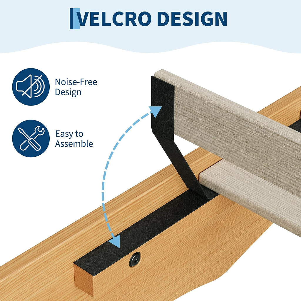 Wood Platform Bed Frame with Wave Edge, Low Profile Bed Frame
