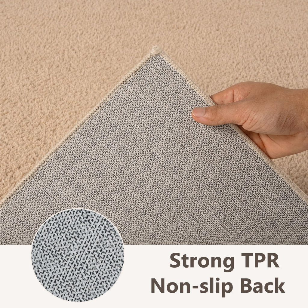 2x8 Beige Solid Runner Rug Washable Non-Slip Hallway Bathroom