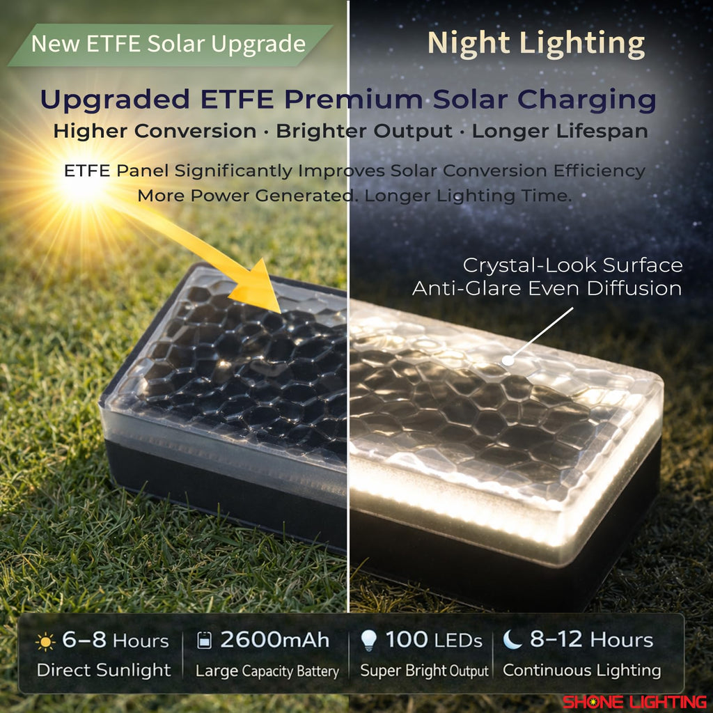 4x8 Solar Ground Lights, 3500K Paver Light, Warm White, 6Pack