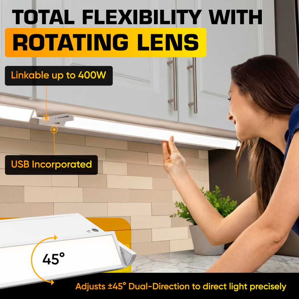 LED Under Cabinet Lighting Hardwired - Swivel Lens - 32 Inch White