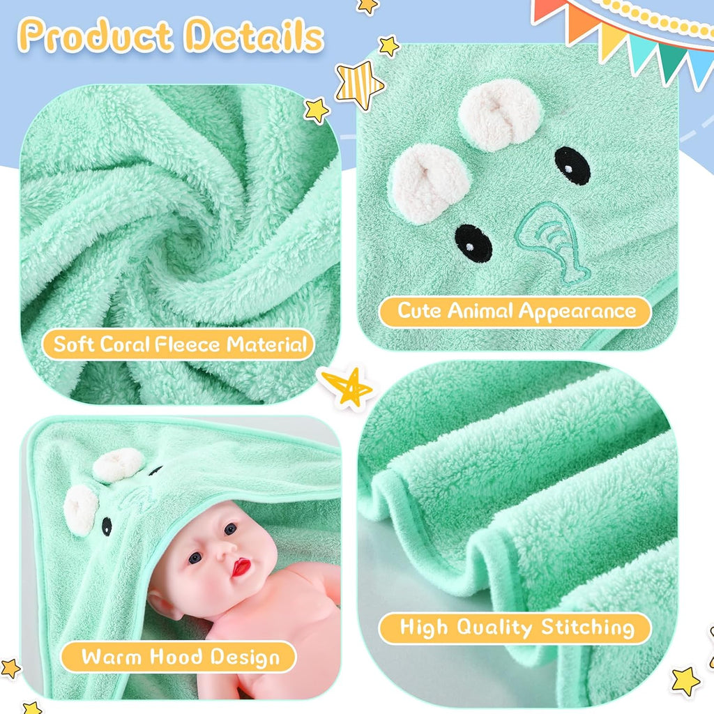 4 Pcs Baby Hooded Towel Coral Fleece Absorbent Towels, Cute Style
