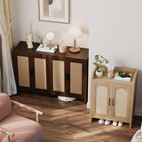 Rattan Buffet Cabinet with Storage, Sideboard Cabinet with Doors and Adjustable Shelves